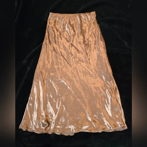 Polo Ralph Lauren Lush Velvet Flared Silver Midi Skirt | Sz 6 - Picture 13 of 16